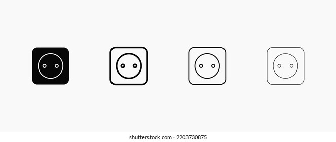 Type C power socket vector line icon. European power socket type isolated on white background