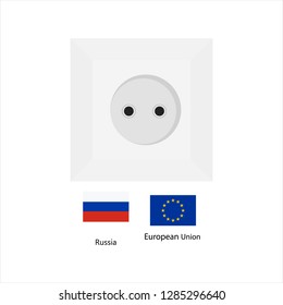 Type C socket. AC power socket icon. European Union, Russia country plug