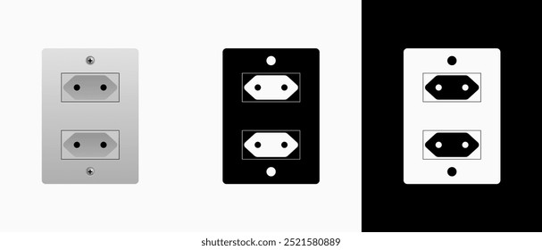 Type C Socket Icons: vector illustration of type C socket icons with black and white background