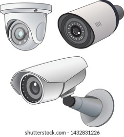 type of cctv illustrations - vector