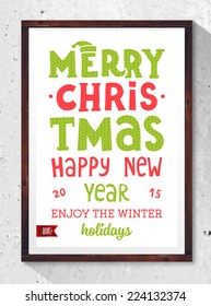 Type Christmas Design. Brick Wall Background.