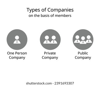 tipo de empresas sobre la base de miembros para una persona, empresa privada y empresa pública
