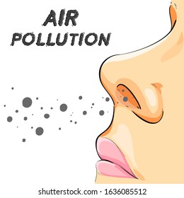 type The concept of air pollution,Pm 2.5,Pm 10, black smoke.vector illustration.