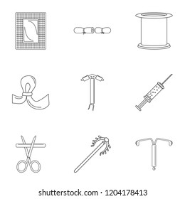 Type contraception icon set. Outline set of 9 type contraception vector icons for web design isolated on white background