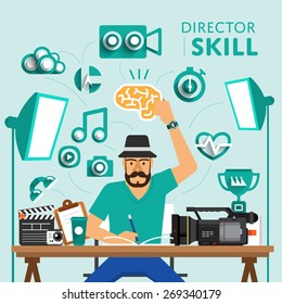 Type of digital marketing show skill icon for "Director".Vector Illustrate.