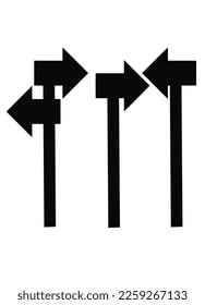 a type of directional signpost that is black on a white background