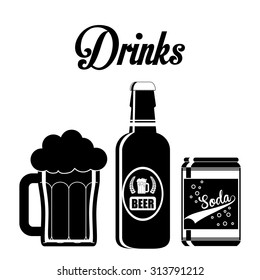 type of drink and his respective container concept, vector illustration 10 eps graphic. 