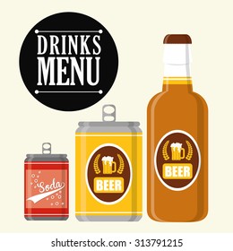 type of drink and his respective container concept, vector illustration 10 eps graphic. 
