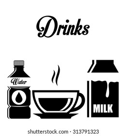 type of drink and his respective container concept, vector illustration 10 eps graphic. 