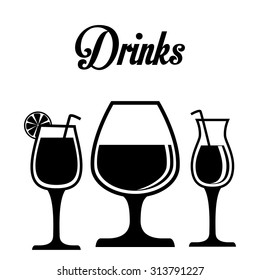 type of drink and his respective glass concept, vector illustration 10 eps graphic. 
