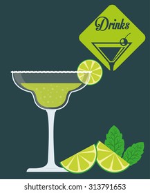 type of drink and his respective glass concept, vector illustration 10 eps graphic. 