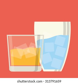 type of drink and his respective glass concept, vector illustration 10 eps graphic. 