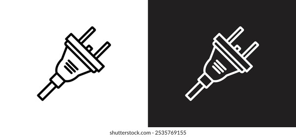 Type E power socket icon. Electrical symbol of power cable sign, Types of electrical sockets and plugs. World standard. AC power connector, International electric socket on black and white background.
