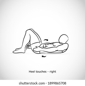 Type of exercise - illustration vector - heel touches