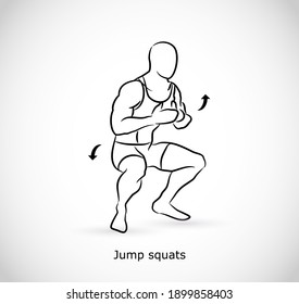 Type of exercise - illustration vector - jump squats