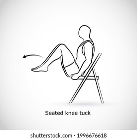 Type of exercise - illustration vector -Seated knee tuck