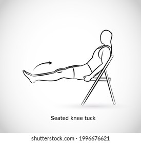 Type of exercise - illustration vector -Seated knee tuck