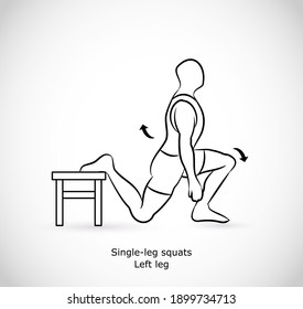 Type of exercise - illustration vector - single leg squat