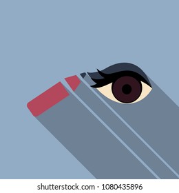 Type of eye makeup. Cat Eyeliner Tutorial. Stylish make up. Vogue beauty article, magazine, book.