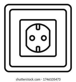 Type f power socket icon. Outline type f power socket vector icon for web design isolated on white background