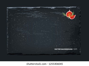 Type of food parchment and black slate background. Vector background and texture. You can use for a food menu. 