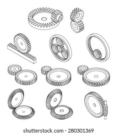 type of gears,gears type in vector