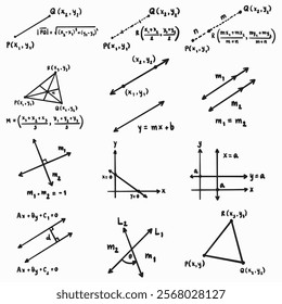 Type of geometry graph handwritten illustrations