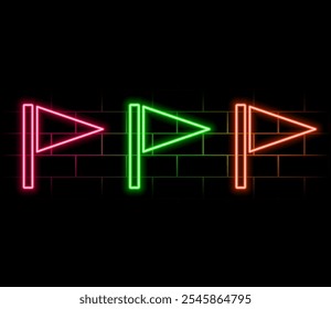 Tipo de icono de campo de golf en color neón. Medianoche azul. Espectáculo nocturno del icono del deporte del golf con el neón. Icono de neón realista. Tiene área de la máscara en el fondo blanco.