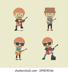 type of guitarist, retro and pastel style