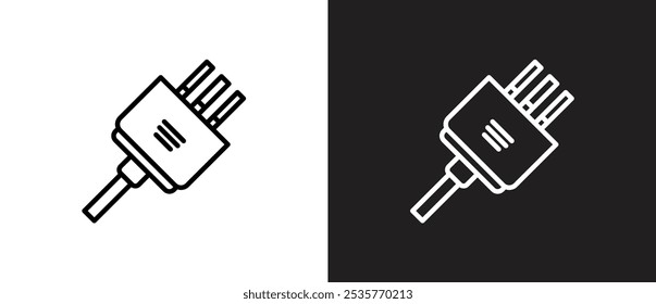 Type H power socket icon. Electrical symbol of power cable sign, Types of electrical sockets and plugs. World standard. AC power connector, International electric socket on black and white background.