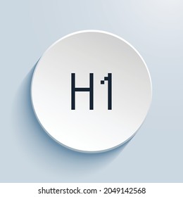 type h1 pixel art icon design. Button style circle shape isolated on white background. Vector illustration