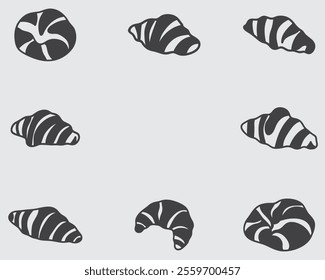 type of hand drawn croissant decorative vector icon isolated on background