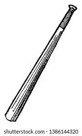 A type of heavy bat used for playing baseball, vintage line drawing or engraving illustration.