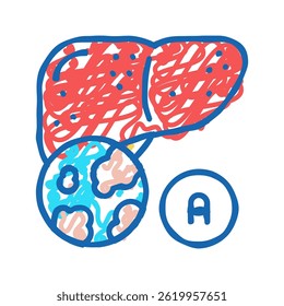 type a hepatitis doodle icon sketch vector. type a hepatitis sign. isolated symbol illustration