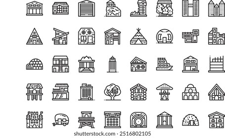 Type of houses icons High-Quality Vector Icons Collection with Editable Stroke. Ideal for Professional and Creative Projects.