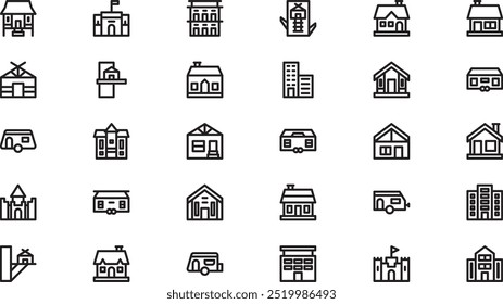 Type of houses icons High-Quality Vector Icons Collection with Editable Stroke. Ideal for Professional and Creative Projects.