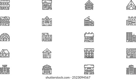 Tipo de casas ícones coleção de ícones de vetor de alta qualidade com traço editável. Ideal para projetos profissionais e criativos.