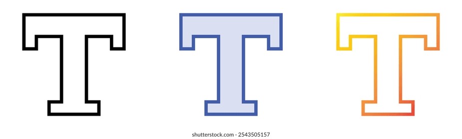 type icon. Linear, Blue Fill and Gradient Style Design Isolated On White Background