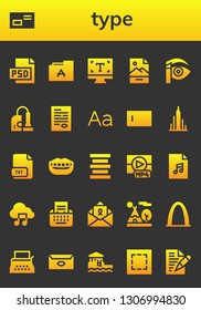 "type icon set. 26 filled type icons. Simple modern icons about - Psd