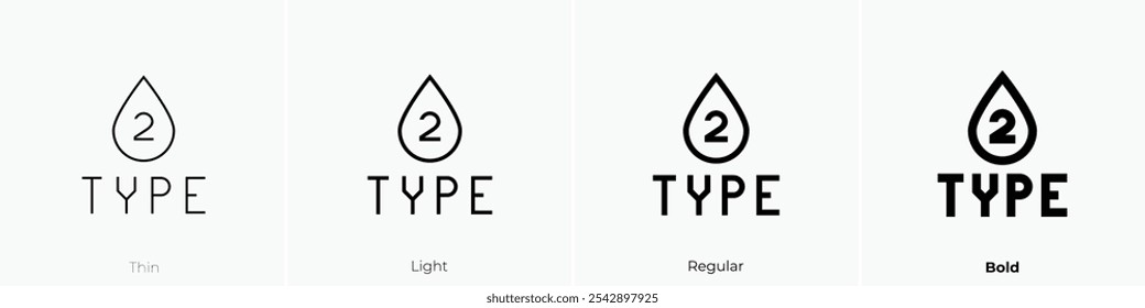 type icon. Thin, Light Regular And Bold style design isolated on white background