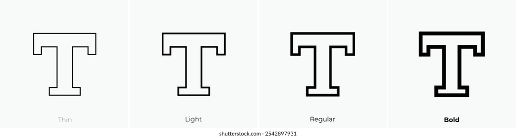 type icon. Thin, Light Regular And Bold style design isolated on white background