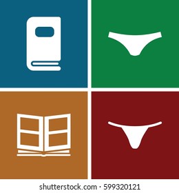 type icons set. Set of 4 type filled icons such as female underwear