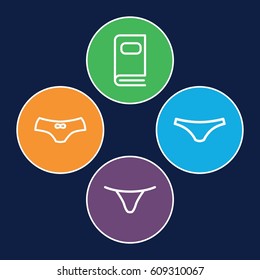 Type icons set. set of 4 type outline icons such as female underwear