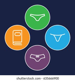 Type icons set. set of 4 type outline icons such as female underwear