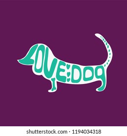 type as image,  Isolated vector, calligraphic phrase Love dog. Hand calligraphy. Modern design for logo, banners emblems, prints, photo overlays, t-shirts, posters greeting card
