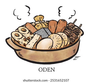 A type of Japanese stew Oden watercolor