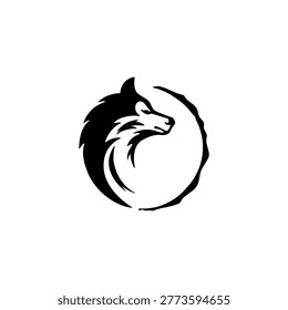 Type letter wolf logo. Letter design vector with wolf head Elegance simple head wolf side view logo, symbol design illustration, Illustration of a wolfs head in profile Wolf head in black silhouette profile