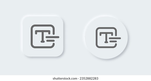 Type line icon in neomorphic design style. Text signs vector illustration.
