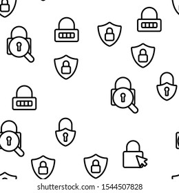 Type Locks Vector Seamless Pattern Thin Line Illustration