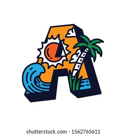 Type A logo Beach Theme Vector art